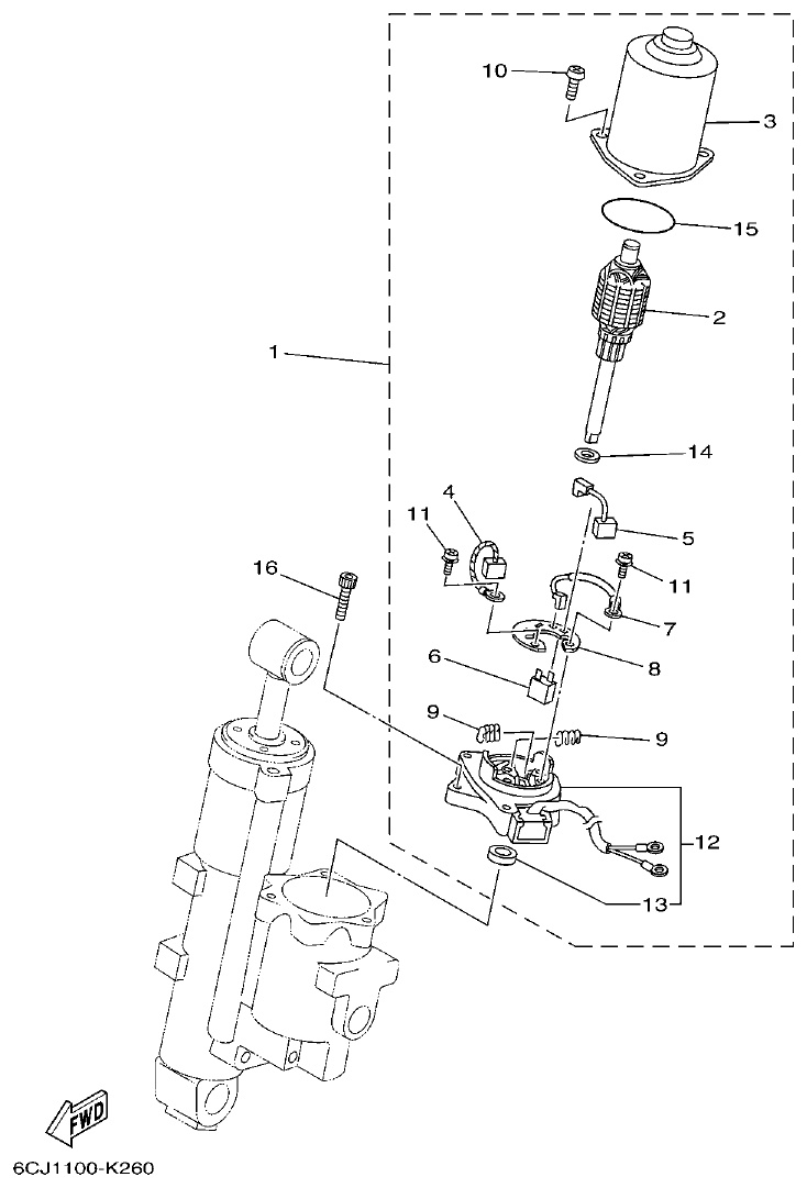 Yamaha F70AET POWER TRIM & TILT ASSY 2 parts diagram